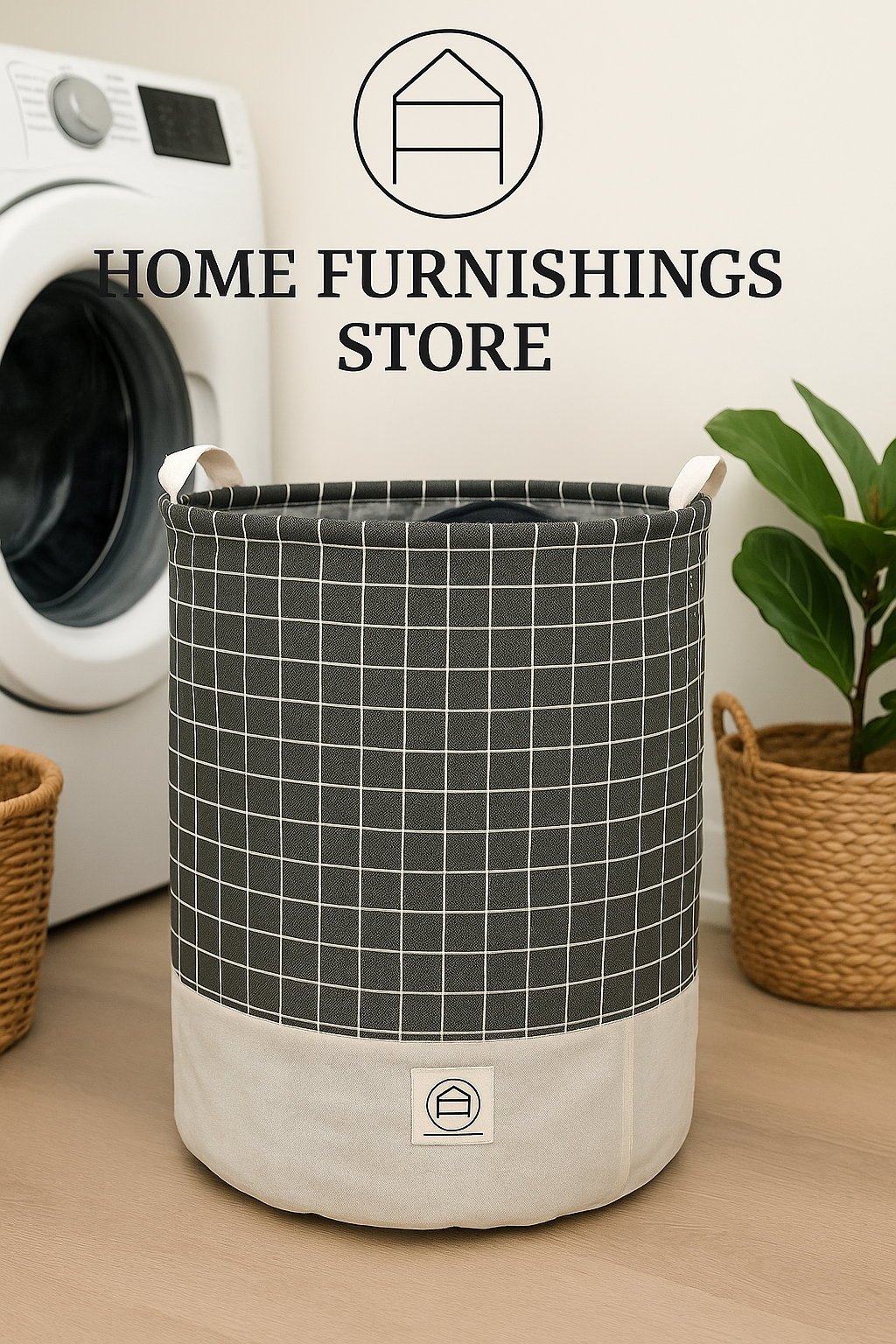 HFS 3-Pack Laundry Basket Set – 40x50cm Fabric Hampers with Handles | Foldable, Durable, and Stylish Storage Bins in Grid, Stripe & Solid Designs