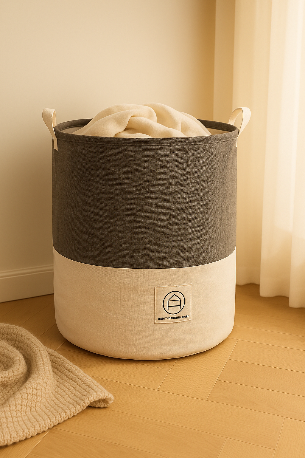 HFS 3-Pack Laundry Basket Set – 40x50cm Fabric Hampers with Handles | Foldable, Durable, and Stylish Storage Bins in Grid, Stripe & Solid Designs