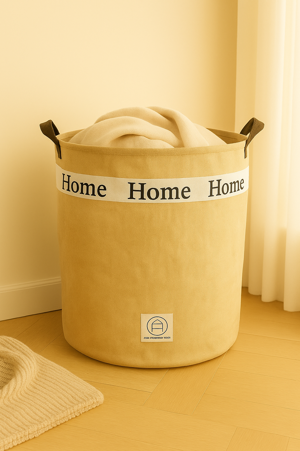 HFS Beige “Home” Laundry Basket – 40×50cm | Stylish, Spacious & Durable Storage Solution for Clothes