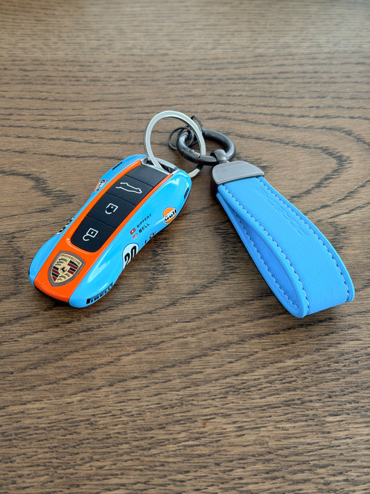 Custom Porsche Key Cover – Macan / Cayenne / 718 / 911 | Premium Leather & Gulf Style Design