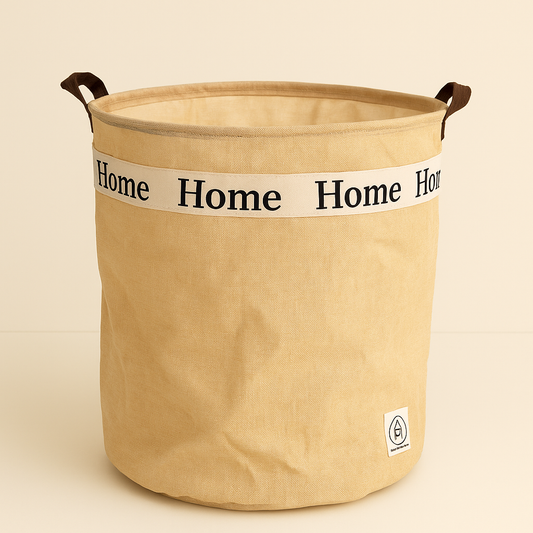 HFS Beige “Home” Laundry Basket – 40×50cm | Stylish, Spacious & Durable Storage Solution for Clothes