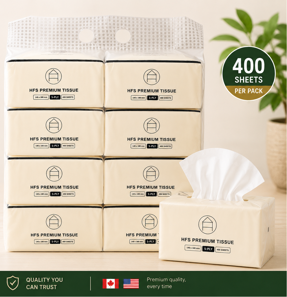 HFS Premium Bamboo Facial Tissue – 5 Ply Soft & Strong Tissue (8 Pack)