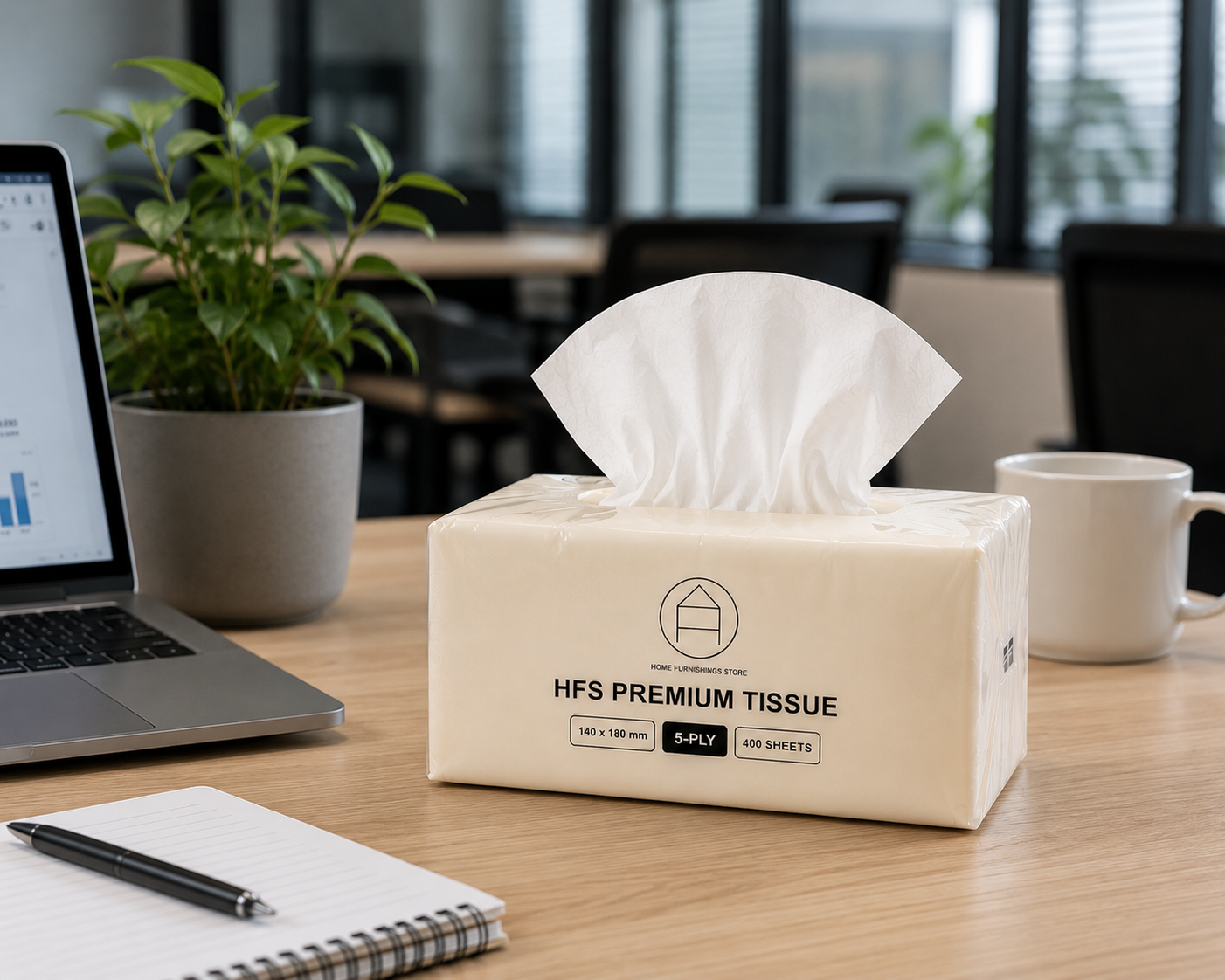 HFS Premium Bamboo Facial Tissue – 5 Ply Soft & Strong Tissue (8 Pack)